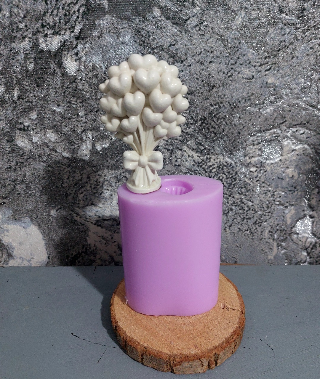 قالب سیلیکونی دسته گل قلبی ۸ سانتی